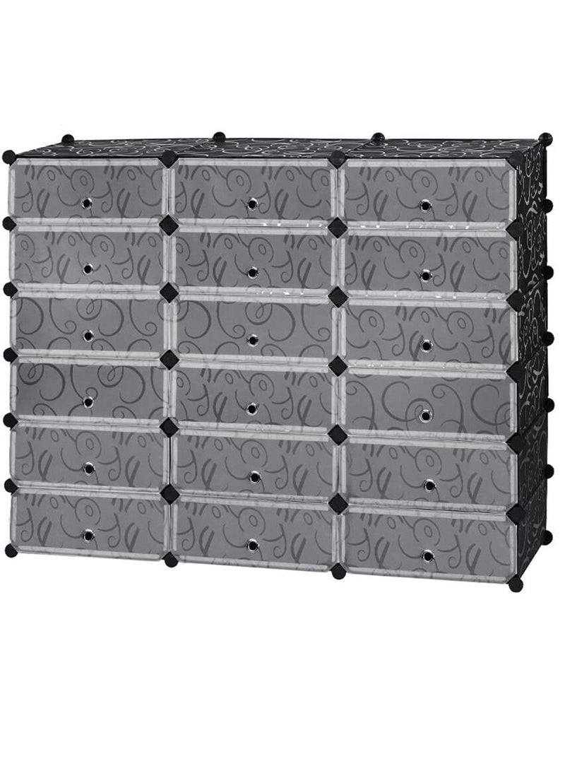 DubaiGallery 18 Cubes Diy Shoes Wardrobe Storage Shoe Rack Shoe Tower Storage Cabinet Shoe Organizer Storage Organizer Modular Shoe Cabinet with Doors - Image 4