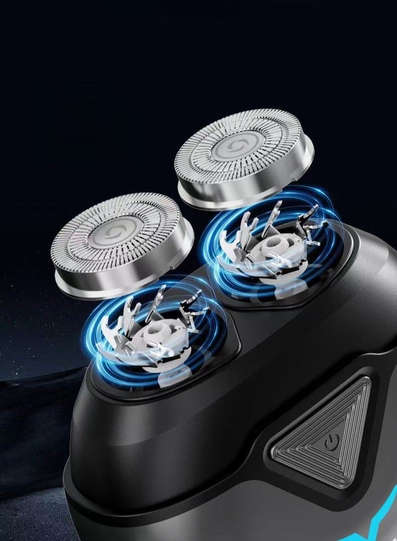 Mini Portable Electric Shaver Electric Razor for Men 2 Head Dust Cover with Mirror Travel Shaver Magnetic Shaving Head Dry Wet Close Shave USB Rechargeable Razor for Home, Office, Car(Bule) - Image 4