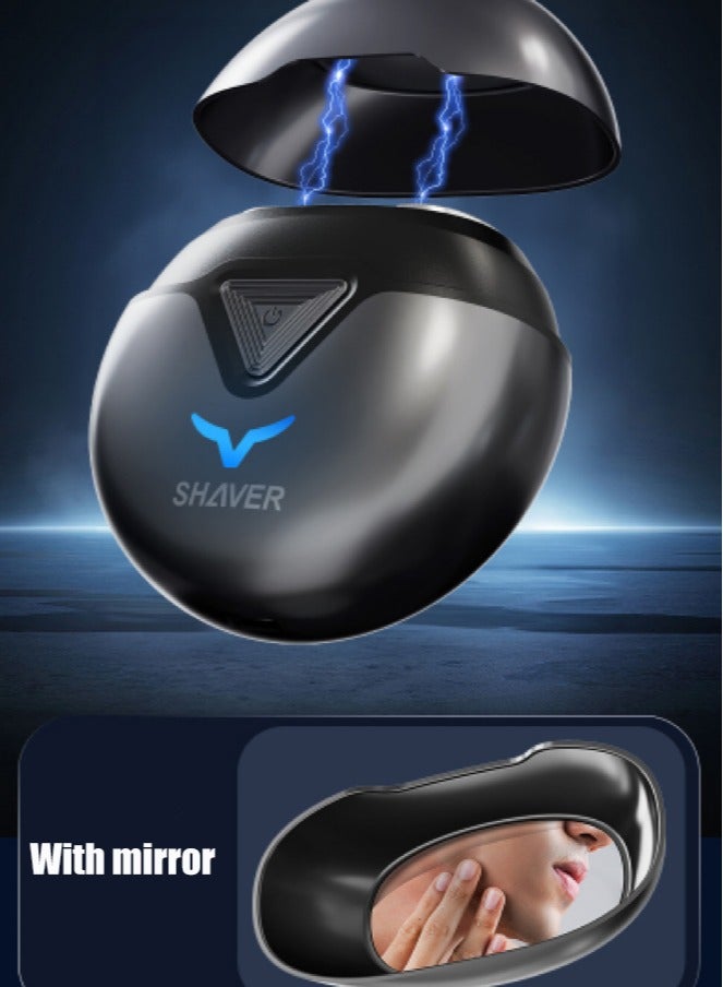 Mini Portable Electric Shaver Electric Razor for Men 2 Head Dust Cover with Mirror Travel Shaver Magnetic Shaving Head Dry Wet Close Shave USB Rechargeable Razor for Home, Office, Car(Bule) - Image 5