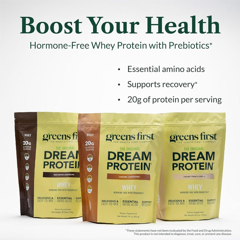 Greens First Dream Protein Powder Whey  20g Protein Per Serving  HormoneFree with Prebiotics  NonGMO  No Artificial SweetenersMSGAspartame Creamy French Vanilla 265 oz - Image 3
