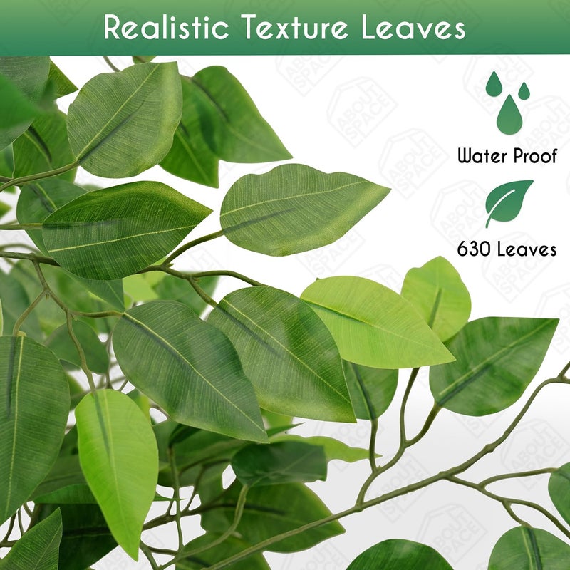 ABOUT SPACE 4 ft Ficus Tree Artificial Plant for Home Decor - Natural Looking Plant Decor Big Fake Ornamental Plants with Pot & 630 Leaves Lightweight Indoor Artificial Plants for Living Room, Office - Image 3