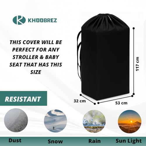 KHOOBREZ Waterproof Rain and Travel Bag Cover for Stroller, Pram, Baby Car Seat SSC(Black) - Image 2