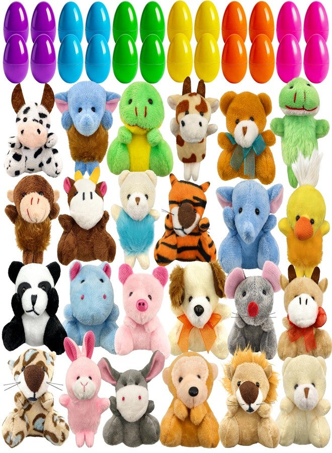 Abakuku 24 Pcs Filled Easter Eggs Plush Toy, 2.35in Bright Colorful Eggs Prefilled with Variety Plush Toy Easter Basket Stuffers Party Favors Gift Bags - Image 1