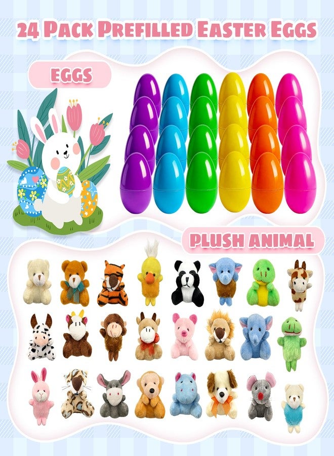 Abakuku 24 Pcs Filled Easter Eggs Plush Toy, 2.35in Bright Colorful Eggs Prefilled with Variety Plush Toy Easter Basket Stuffers Party Favors Gift Bags - Image 2