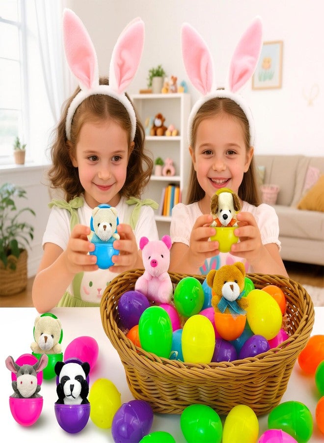Abakuku 24 Pcs Filled Easter Eggs Plush Toy, 2.35in Bright Colorful Eggs Prefilled with Variety Plush Toy Easter Basket Stuffers Party Favors Gift Bags - Image 3