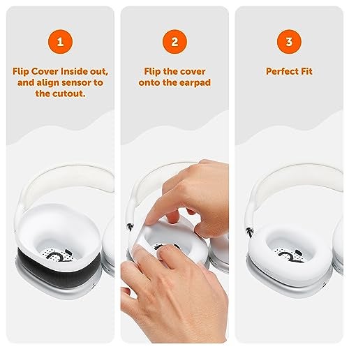 WC SweatZ Max - Patented Protective Earpad Covers for Airpods Max Made by Wicked Cushions | Sweatproof & Easily Washable | Full Earpad Sweat Protection | White - Image 5