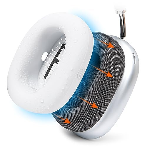 WC SweatZ Max - Patented Protective Earpad Covers for Airpods Max Made by Wicked Cushions | Sweatproof & Easily Washable | Full Earpad Sweat Protection | White - Image 1