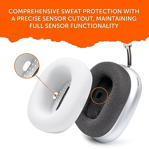 WC SweatZ Max - Patented Protective Earpad Covers for Airpods Max Made by Wicked Cushions | Sweatproof & Easily Washable | Full Earpad Sweat Protection | White - Image 4