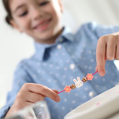 Stephen Joseph Wooden Bead Kit for Kids 125 Wooden Beads with 4 Necklace and 4 Bracelet Cords with Reusable Wooden Tray Premium Wood Jewelry Making Kit for Kids Ice Cream - Image 5