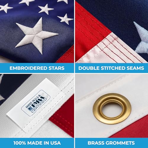 Garnetics American Flag | American Flags for Outside 3X5 |100% Made in USA Flag-not imported - Premium US Flag 3X5 Heavy Duty Outdoor with Embroidered Stars and Sewn Stripes. - Image 4