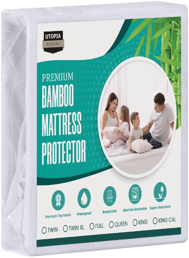 Utopia Bedding Waterproof Bamboo Mattress Protector (King) - Stretches up to 17 Inches Deep - 5 Sided Mattress Cover - Soft & Breathable Fitted Style - Image 2