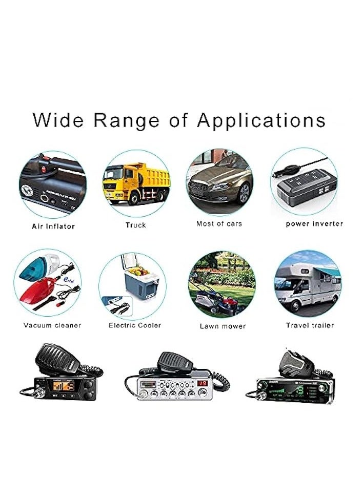 erorex 12V Cigarette Lighter Plug 12V Fused Replacement Cigarette Lighter Male Plug with Leads CB Radio Cigarette Lighter Adapter for Car Vehicle Mobile Radio (BlackRed-1PACK)  - Image 2