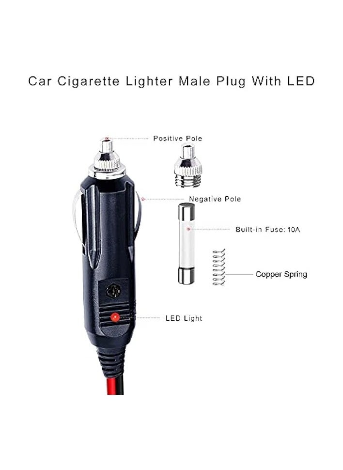 erorex 12V Cigarette Lighter Plug 12V Fused Replacement Cigarette Lighter Male Plug with Leads CB Radio Cigarette Lighter Adapter for Car Vehicle Mobile Radio (BlackRed-1PACK)  - Image 4