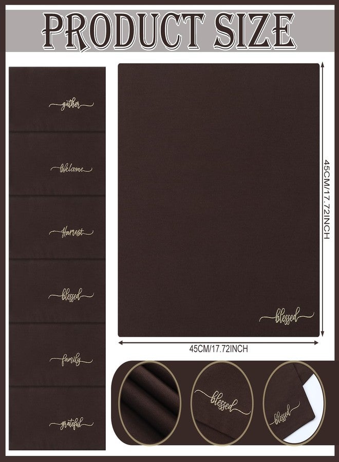 Mindsoft 12 Pack Thanksgiving Cloth Napkins Bulk Embroidered Christmas Cloth Napkins Holiday Table Decorations Xmas Party Gifts for Dinners Parties(Brown) - Image 2