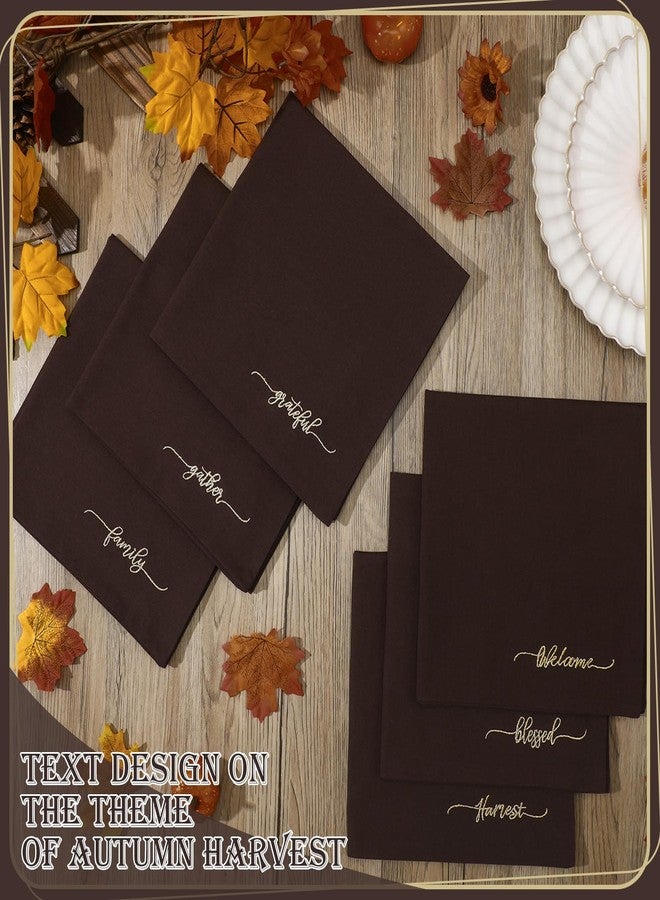 Mindsoft 12 Pack Thanksgiving Cloth Napkins Bulk Embroidered Christmas Cloth Napkins Holiday Table Decorations Xmas Party Gifts for Dinners Parties(Brown) - Image 3
