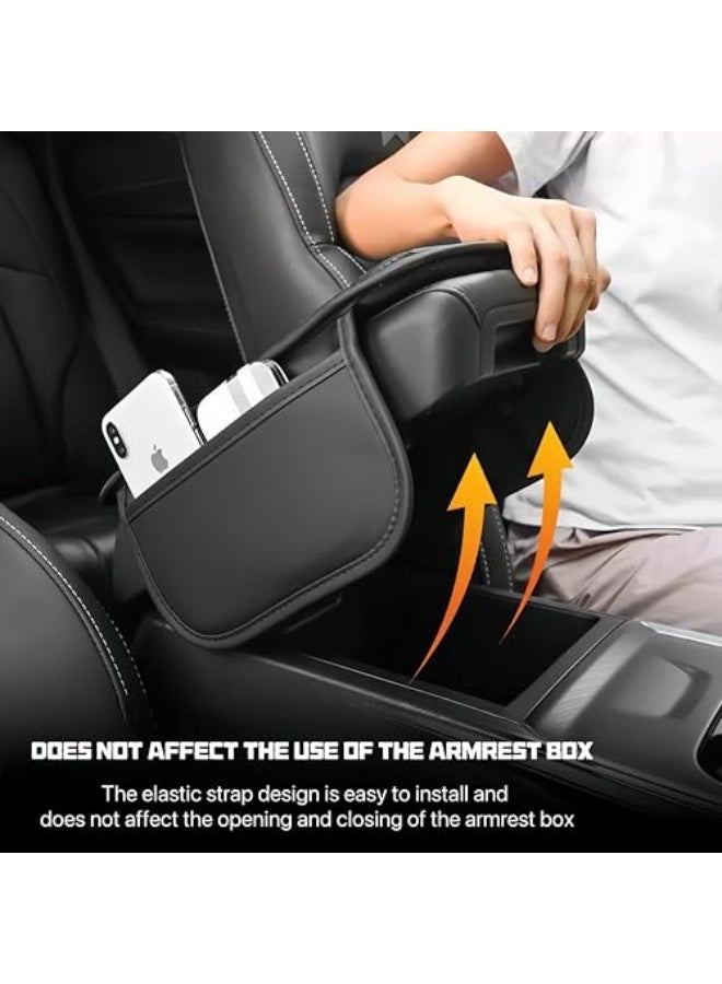 Generic Leather Car Center Console Cover with 2 Storage Bags - Universal Armrest Cushion for SUV, Sedan, Truck - Interior Seat Protection Pad Accessories (Black)  - Image 4