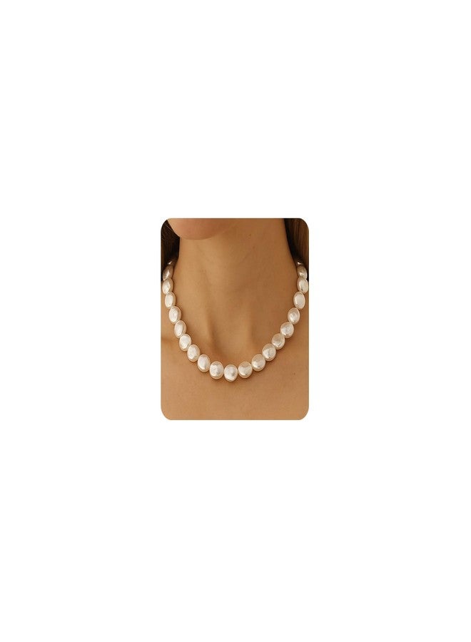 Badu Chunky Pearl Necklaces for Women,Irregular Pearl Beaded Choker Wedding Necklace Delicate Jewelry for Women Simple Bridesmaid Jewelry Gifts - Image 1