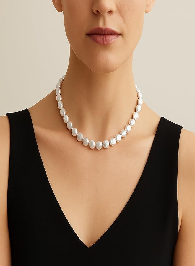 Badu Chunky Pearl Necklaces for Women,Irregular Pearl Beaded Choker Wedding Necklace Delicate Jewelry for Women Simple Bridesmaid Jewelry Gifts - Image 4