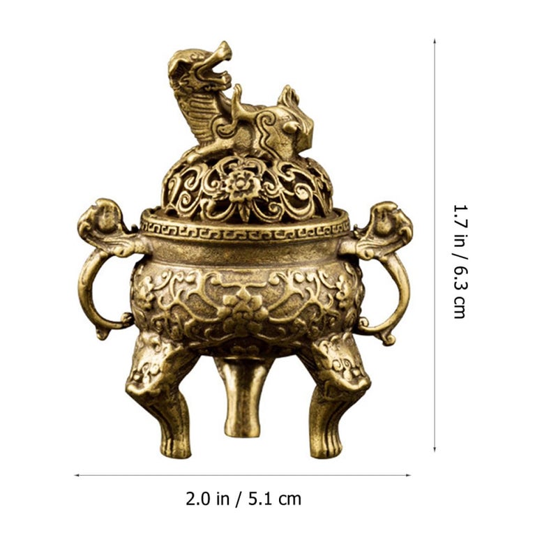 Antique Brass Incense Burner Censer for Home Fragrance Study Room and Meditation Decor - Image 3