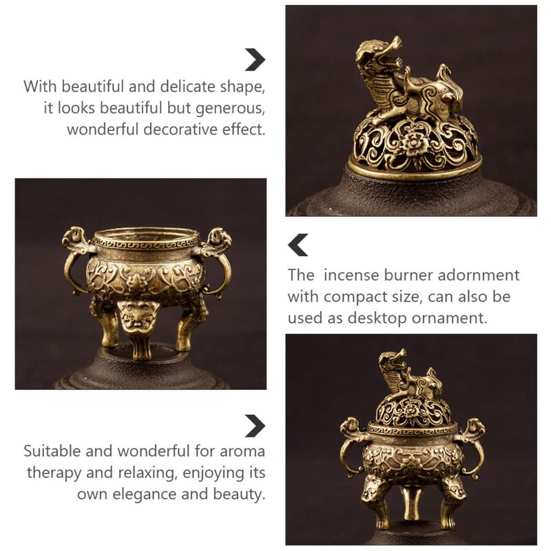 Antique Brass Incense Burner Censer for Home Fragrance Study Room and Meditation Decor - Image 4