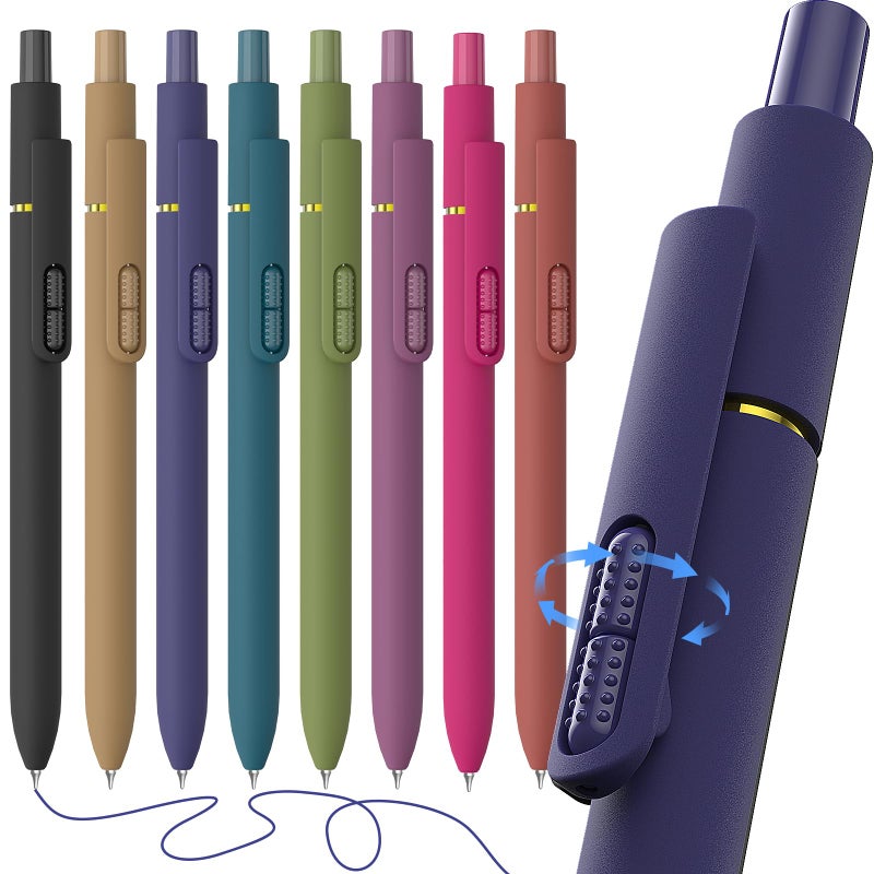 Hiacry 8 Pack Blue Ink Gel Pensï¼ŒQuick-Dry 0.7mm Fine Point Fidget Pens for Smooth Writing, Journaling & Drawing, Aesthetic Morandi Color Pens for Women, School & Office Supplies (Vintage Blue Ink) - Image 1