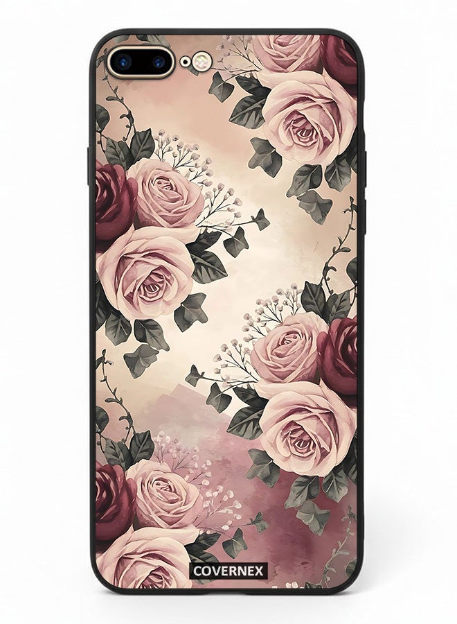 Covernex Apple iPhone 7 Plus Protective Case Cover Printed Featuring Vintage Victorian Rose Bouquet - Image 2