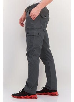 Threadbare Men Regular Fit Solid Cargo Pants, Grey  - Image 2