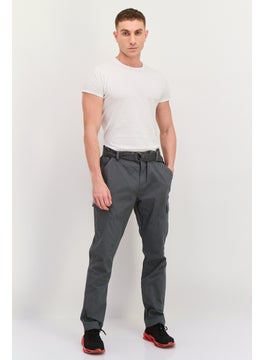 Threadbare Men Regular Fit Solid Cargo Pants, Grey  - Image 4