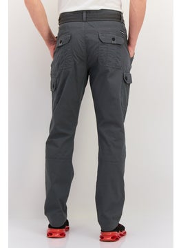 Threadbare Men Regular Fit Solid Cargo Pants, Grey  - Image 3