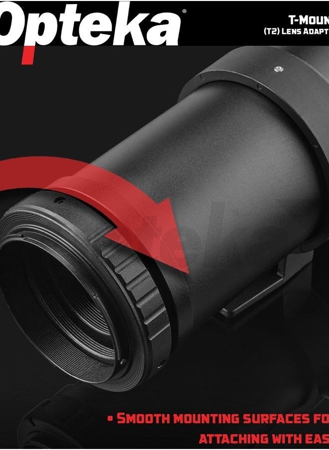 Opteka - T-Mount (T2) Adapter Compatible with Nikon D5, D4, D3X, D3, D810, D800, D750, D500, D610, D600, D300, D7200, D7100, D5500, D5300, D5200, D5100, D3300, D3200 and D3100 Digital SLR Cameras - Image 1