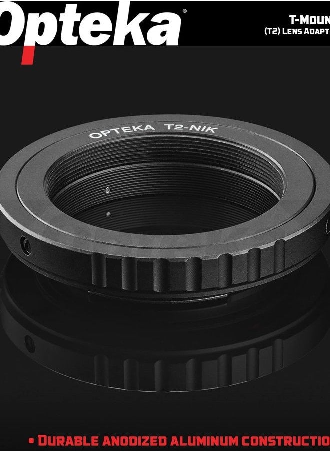 Opteka - T-Mount (T2) Adapter Compatible with Nikon D5, D4, D3X, D3, D810, D800, D750, D500, D610, D600, D300, D7200, D7100, D5500, D5300, D5200, D5100, D3300, D3200 and D3100 Digital SLR Cameras - Image 1