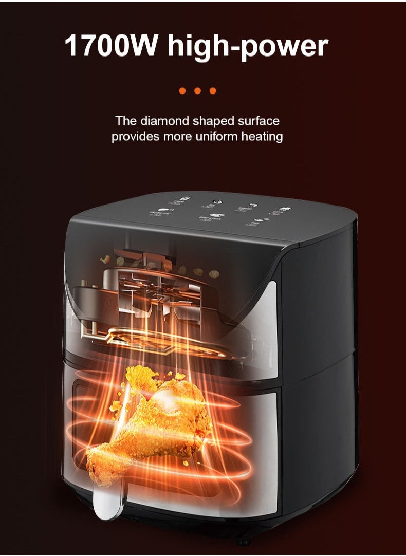 sokany - Air Fryer 8-in-1 Multifunction With 7L Capacity with Clear Window and Internal Light For Frying, Grilling, Broiling, Roasting, and Baking 7L 1700W SK-10031 Black - Image 1