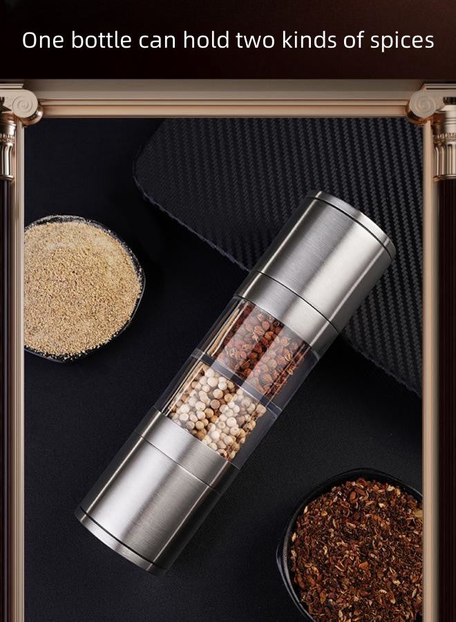 WAOKN Stainless Steel Manual Pepper Grinder,Salt and Pepper Grinder Pepper Grinder 2 In 1 Seasoning Grinding Stainless Steel Manual Salt Pepper Mill Grinder Mess-Free Pepper Grinder, Black Pepper, Fits in Home, Kitchen, Barbecue - Image 5