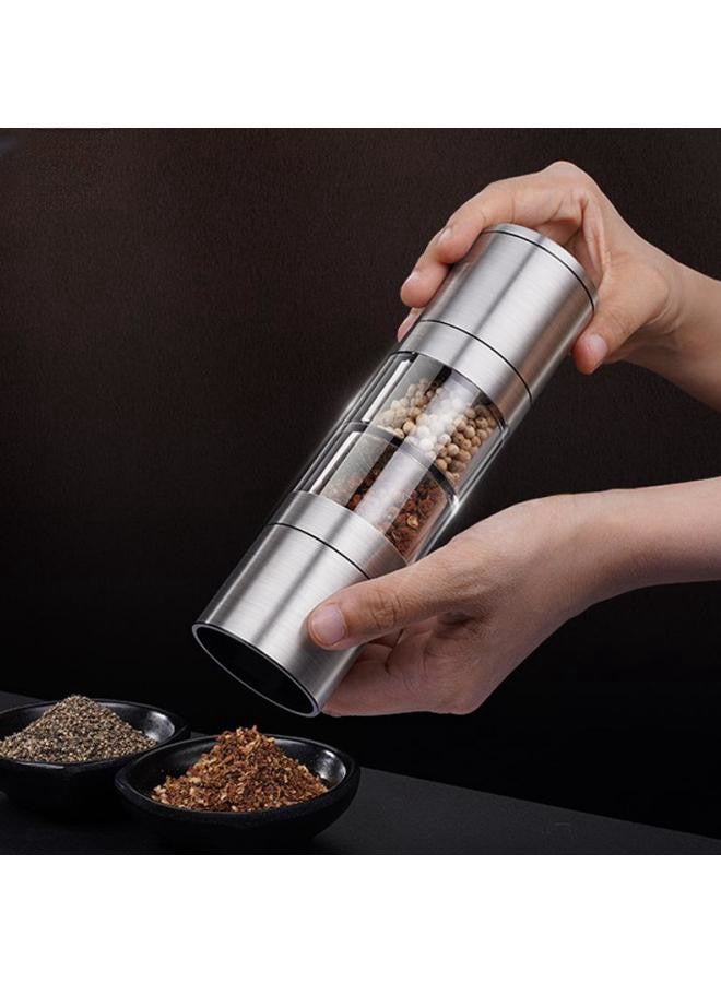 WAOKN Stainless Steel Manual Pepper Grinder,Salt and Pepper Grinder Pepper Grinder 2 In 1 Seasoning Grinding Stainless Steel Manual Salt Pepper Mill Grinder Mess-Free Pepper Grinder, Black Pepper, Fits in Home, Kitchen, Barbecue - Image 3