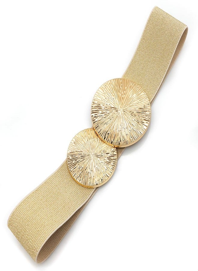 BAOKELAN Women Wide Stretchy Waist Belts Elastic Cinch Belt for Dresses Bling Beige Gold 80CM - Image 5