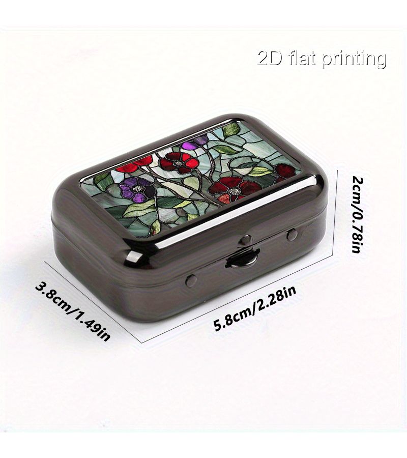 Colorful Flowers Pattern Square Metal Pocket Ashtray Gifts For Valentines Father Mothers Day - Image 2