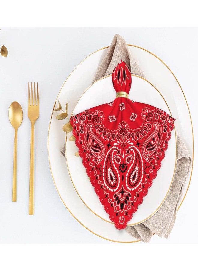 Yibeas Western Paisley Cloth Napkins Set of 4 Bandana Seamless Pattern with Red and White Ornaments Polyester Kitchen Dinner Napkins for Holiday Festive Wedding Decor 18 x 18 inch - Image 5