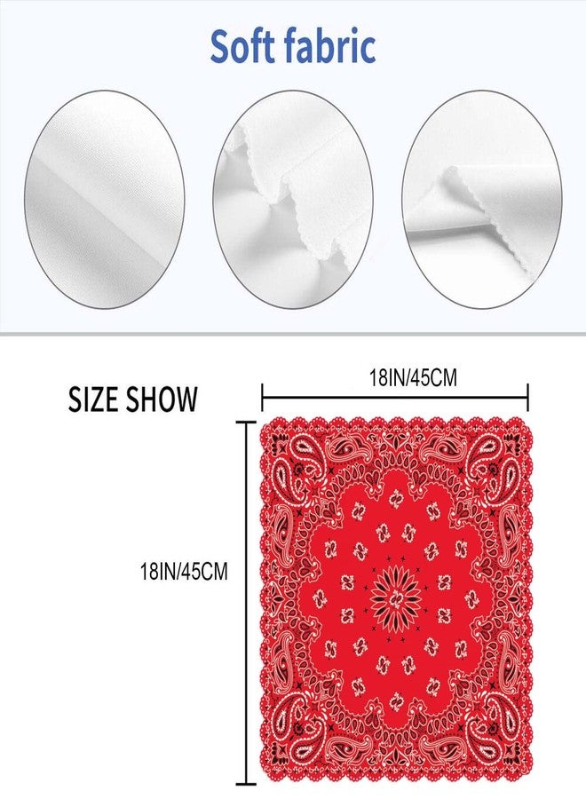 Yibeas Western Paisley Cloth Napkins Set of 4 Bandana Seamless Pattern with Red and White Ornaments Polyester Kitchen Dinner Napkins for Holiday Festive Wedding Decor 18 x 18 inch - Image 2