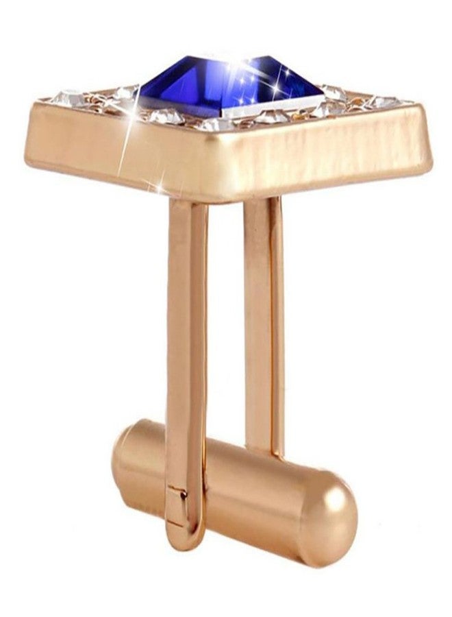 Ruvee Men’s Rose Gold Blue Crystal Square Cufflinks - Luxury Rhinestone Border Dress Shirt Cuff Links for Weddings, Business & Gifts - Image 2