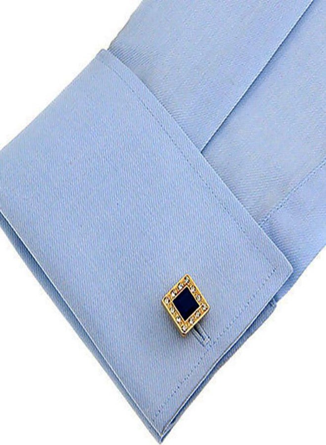 Ruvee Men’s Rose Gold Blue Crystal Square Cufflinks - Luxury Rhinestone Border Dress Shirt Cuff Links for Weddings, Business & Gifts - Image 5