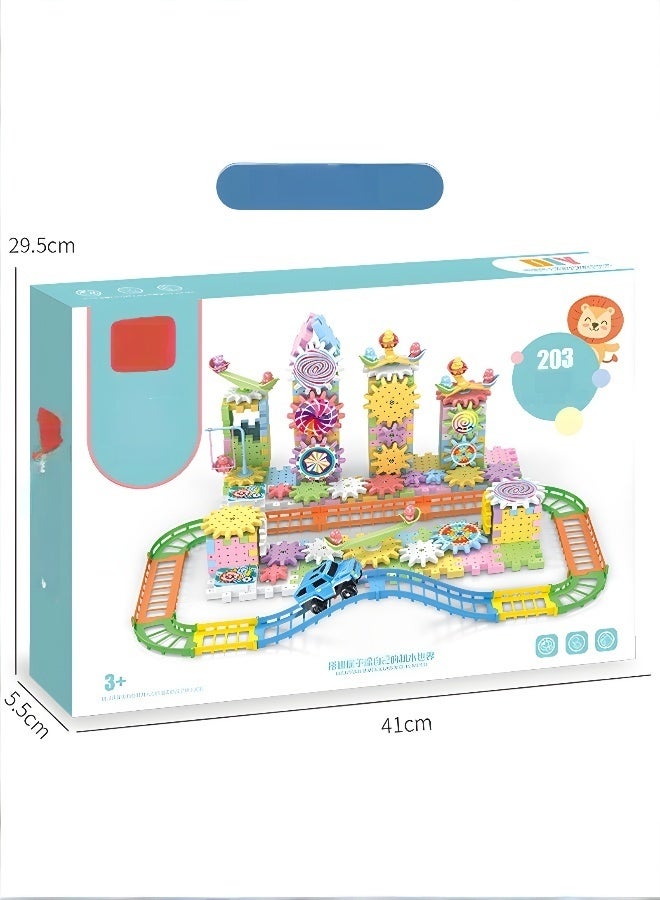 Variety of electric building blocks park gear rotating toy puzzle large particle puzzle set boys and girls 3-6 years old assembly  - Image 1