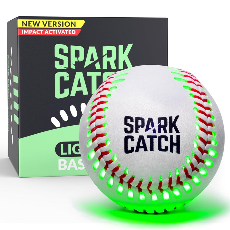 SPARK CATCH Light Up Baseball Glow in The Dark Baseball Sports Gear Accessories Gifts for Boys 8 9 10 11 12 13 14 15 Years Old Kids Teens All Ages Gift Ideas ImpactActivated version Neon Green - Image 2