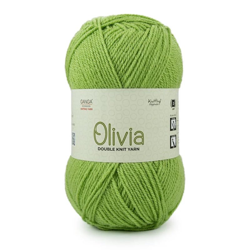 GANGA Acrowools Wool TEX- Ganga Acrowools Olivia, Double Knit Yarn. Hand Knitting and Crochet Yarn.. Pack of 2 Balls - 100gms Each. Shade no - OLV0016, Light Green - Image 3