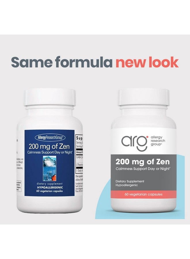 Allergy Research Group 200 mg of Zen - GABA L-Theanine Supplement, Natural Calm, Sleep & Relax Support for Women & Men, Take Day or Night for Relaxation & Calm Energy - 60 Vegetarian Capsules - Image 2