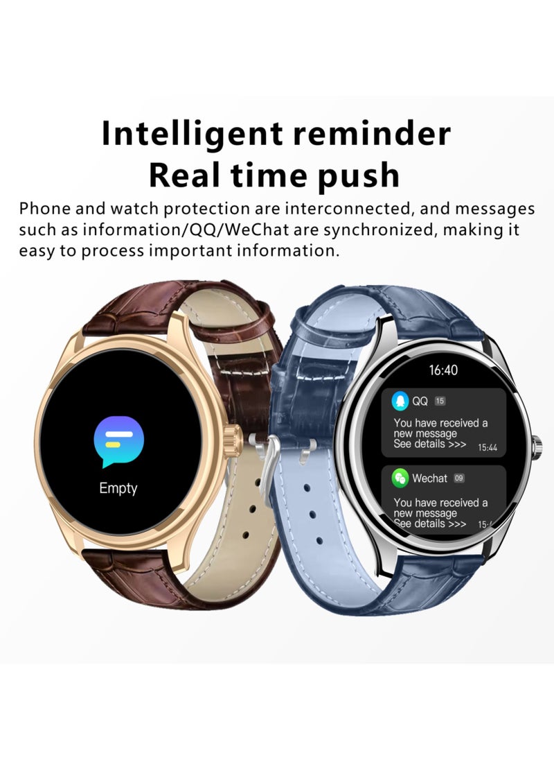 Hommtel - GT5 Ultrathin Smartwatch - Silver Dial Edition with Navy Blue Strap, 1.53" AMOLED Display, NFC, AI Voice Assistant, and Multi-Sport Modes - Image 1