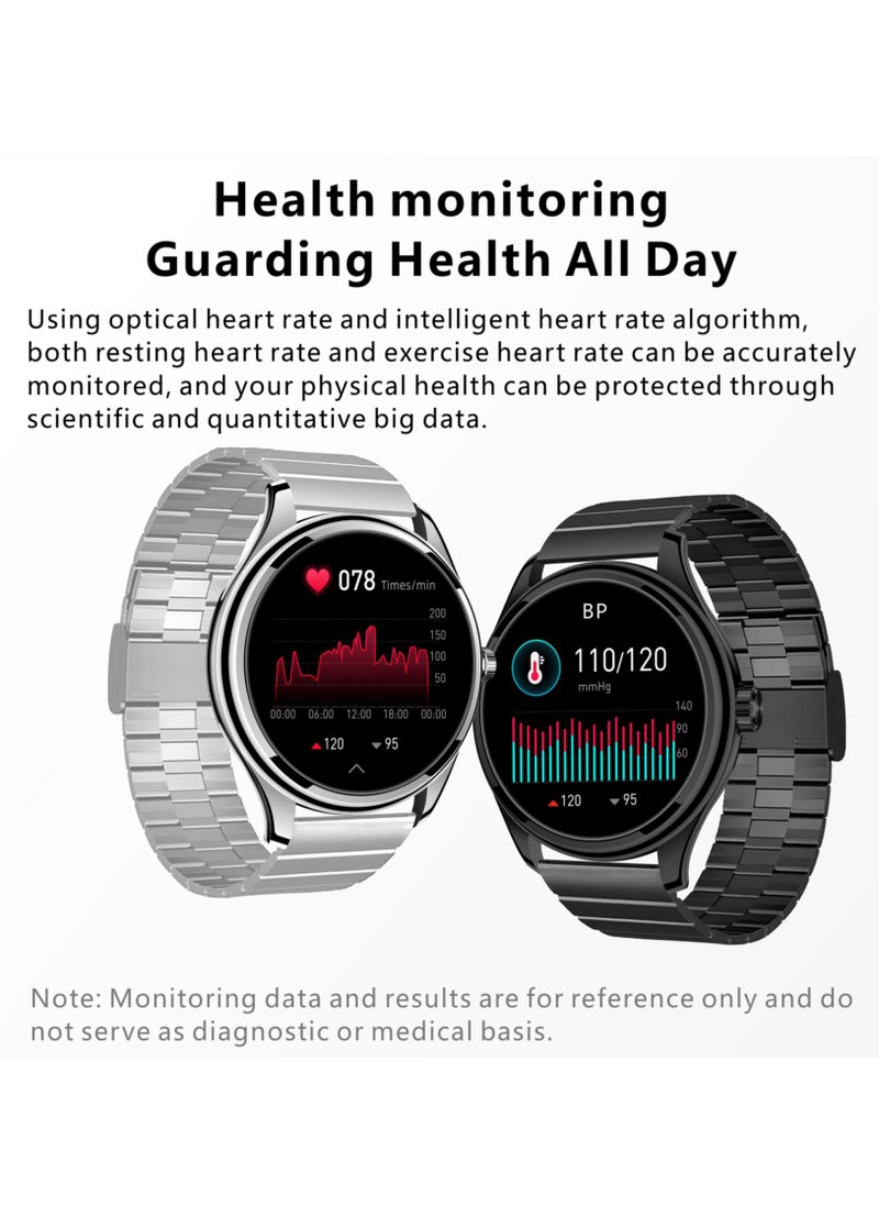 Hommtel - GT5 Ultrathin Smartwatch - Silver Dial Edition with Navy Blue Strap, 1.53" AMOLED Display, NFC, AI Voice Assistant, and Multi-Sport Modes - Image 1