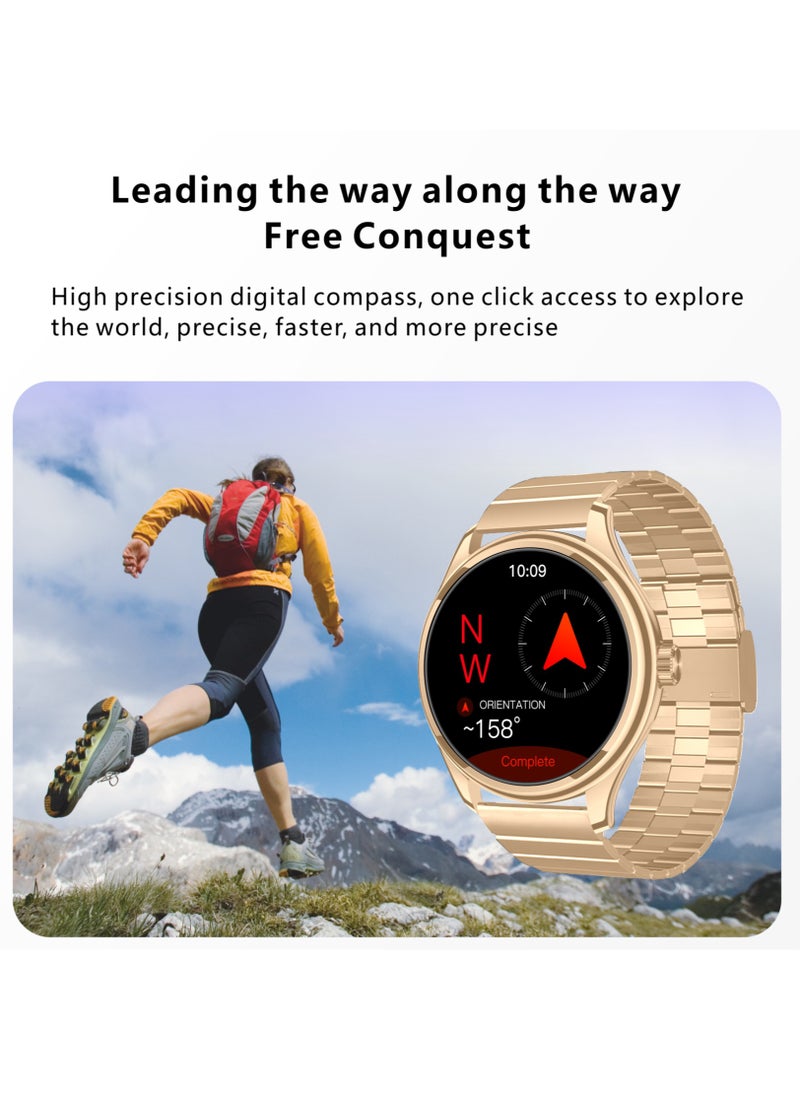 Hommtel - GT5 Ultrathin Smartwatch - Silver Dial Edition with Navy Blue Strap, 1.53" AMOLED Display, NFC, AI Voice Assistant, and Multi-Sport Modes - Image 1