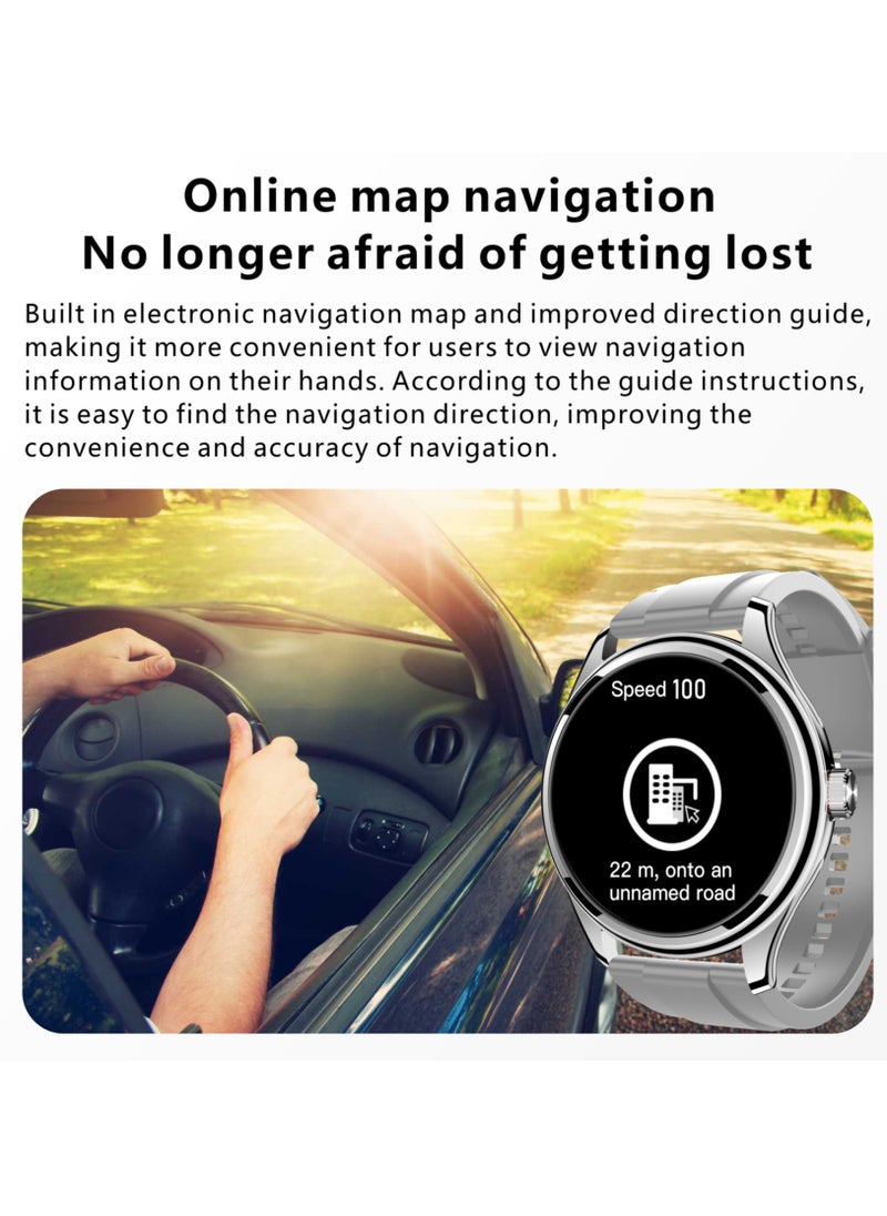 Hommtel - GT5 Ultrathin Smartwatch - Silver Dial Edition with Navy Blue Strap, 1.53" AMOLED Display, NFC, AI Voice Assistant, and Multi-Sport Modes - Image 1
