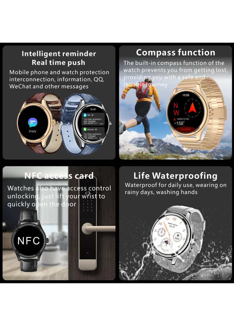 Hommtel - GT5 Ultrathin Smartwatch - Silver Dial Edition with Navy Blue Strap, 1.53" AMOLED Display, NFC, AI Voice Assistant, and Multi-Sport Modes - Image 1