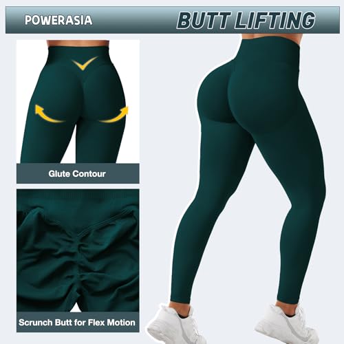 POWERASIA Seamless Impact Leggings Hidden Scrunch Butt Lifting Leggings for Women Booty Workout Tights Mid Low Waist Tummy Control Compression Fitness Gym Womens V Back Yoga Pants - Image 2
